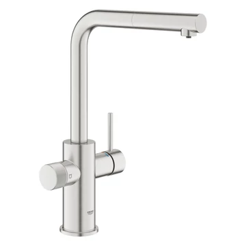 Grohe Blue Pure Minta L-kifolyós vízszűrős csaptelep kihúzható fejjel, szín: SuperSteel