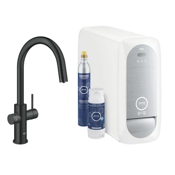 Grohe Blue Home C-kifolyós kezdőkészlet S-es méretű filterrel, kihúzható fejjel, bársony fekete