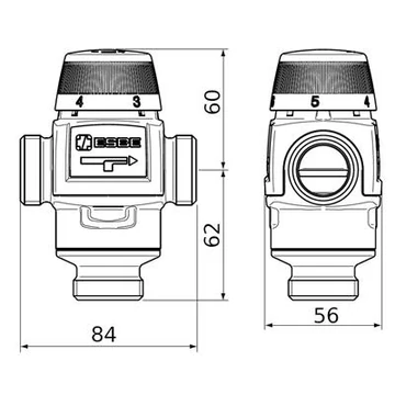 ESBE VTA572 20-55C 20-4,5 KM 1"  termosztatikus keverőszelep