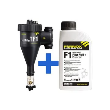 FERNOX Total filter TF1 iszapleválasztó, mágneses, golyóscsappal 1" + F1 inhibitor folyadék