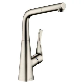Hansgrohe Metris M71 konyhai csaptelep 320 kihúzható kifolyó (M7114), rm. acél hatású