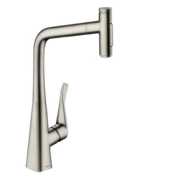 Hansgrohe Metris Select M71 konyhai csaptelep 320 kihúzható kifolyó (M7117), rm. acél hatású