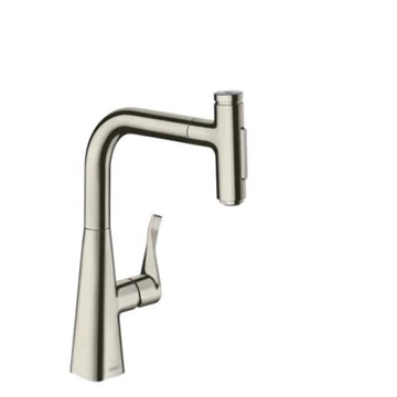 Hansgrohe Metris Select M71 konyhai csaptelep 240 kihúzható kifolyó (M7117), rm. acél hatású