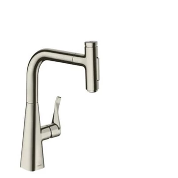 Hansgrohe Metris Select M71 konyhai csaptelep 240 2jet, kihúzható kifolyó, rm. acél hatású
