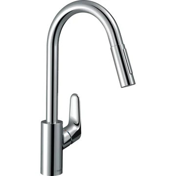 Hansgrohe Focus M41 egykaros konyhai csaptelep 240 kihúzható kifolyó (M4116), rm. acél hatású