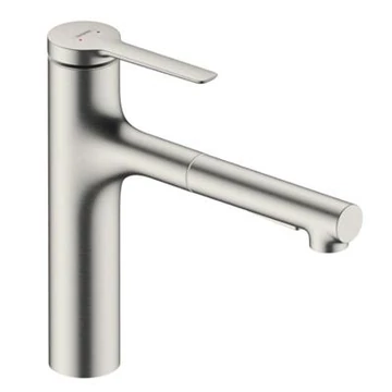 Hansgrohe Zesis M33 konyhai csaptelep 160, kihúzható kifolyó, 2jet, sBox, rm. acél hatású