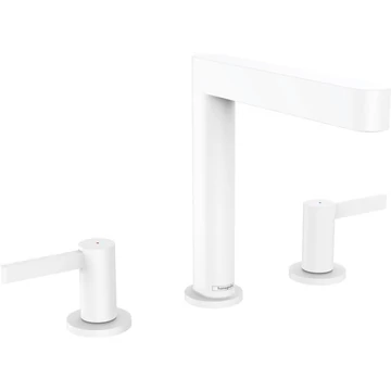 Hansgrohe Finoris 3 lyukú mosdócsaptelep 160, push-open lefolyógarnitúra, matt fehér