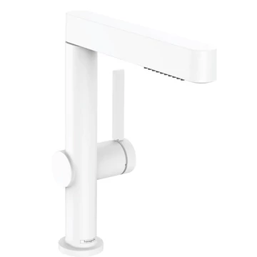 Hansgrohe Finoris mosdócsaptelep 230, kihúzható kifolyó, 2 jet és push-open lefolyógar., matt fehér