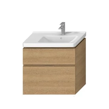 Jika Cubito-N alsószekrény 75 cm-es kézmosóhoz, 2 fiókkal, tölgy, 74x42,6x68,3 cm, jobbos