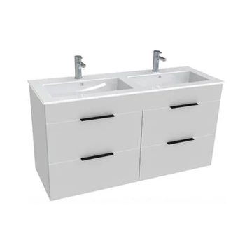 Jika Cube 120 alsószekrény dupla mosdóval, 4 fiókkal, selyemfényű fehér, 116x42,2x60,7 cm