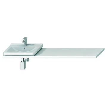 Jika Cubito-N 65-160 cm méretre vágható mosdótartólap, 1 kivágással, konzolok nélkül, fehér