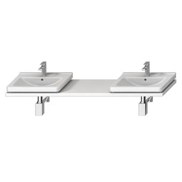 Jika Cubito-N 135-220 cm méretre vágható mosdótartólap, 2 kivágással, konzolok nélkül, fehér