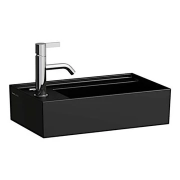 Laufen Kartell By kézmosó aszimmetrikus, baloldali armatúrapaddal, speciális rejtett lefolyóval