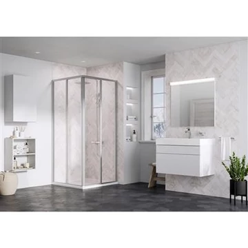 Ravak SRV2-100 195 S zuhanykabin, szatén+Transparent üveg