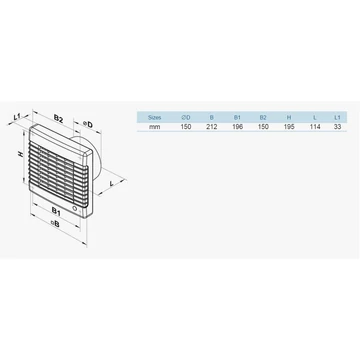 VENTS ventilátor MA 150 zsalus