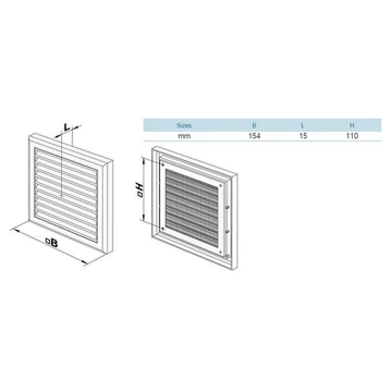 VENTS szellőzőrács MV 100 s 154x154