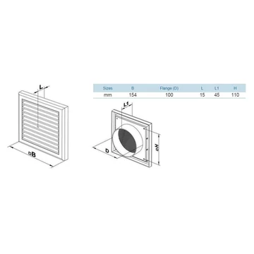 VENTS szellőzőrács MV 100 V csőcsatl.