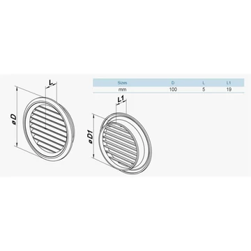 VENTS szellőzőrács kerek hálós MV 80bVs