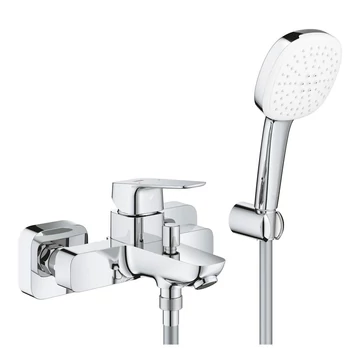 Grohe Cubeo kád csaptelep + Tempesta Cube 110 zuhanyszett fali zuhanytartóval