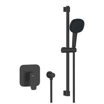 Grohe Cubeo zuhany csaptelep, színkészlet + Tempesta Cube 110 zuhanyszett, matt fekete