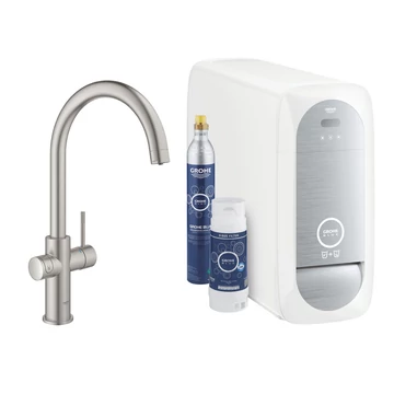 Grohe Blue Home C-kifolyós kezdőkészlet S-es méretű filterrel, szín: SuperSteel