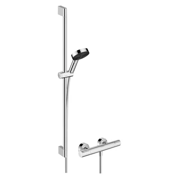Hansgrohe Pulsify Select S zuhany rendszer termosztátos, Ecostat Element, 90cm-es zuhanyrúd, króm