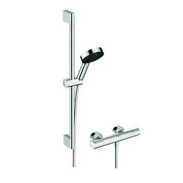 Hansgrohe Pulsify Select S zuhany rendszer termosztátos, Ecostat Element, 65cm-es zuhanyrúd, króm
