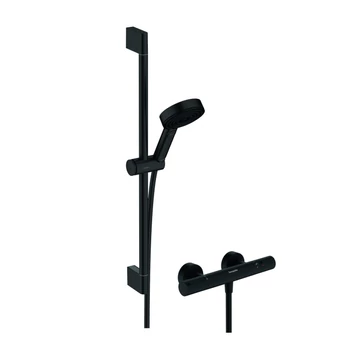 Hansgrohe Pulsify Select S zuhany rendszer termosztátos, Ecostat Element, 65cm-es zuhanyrúd m.fekete