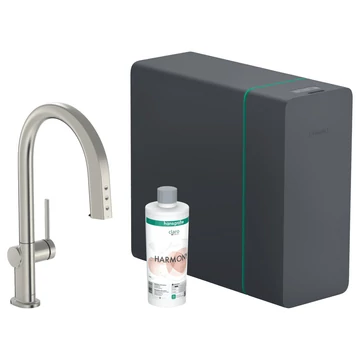 Hansgrohe Aqittura M91 Sodasystem konyhai csapt. 210, kihúzható kifolyó, 1jet, sBox, rm. acél hat.