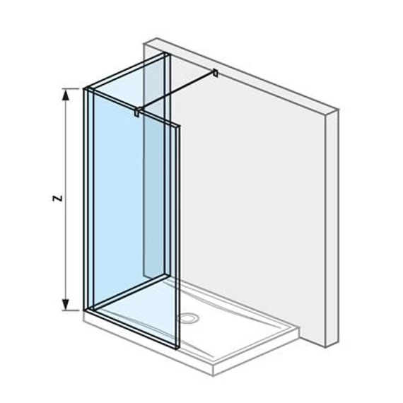 Jika Cubito Pure L üvegfal, profillal és támasszal, ezüst/átlátszó üveg, 130x80 cm