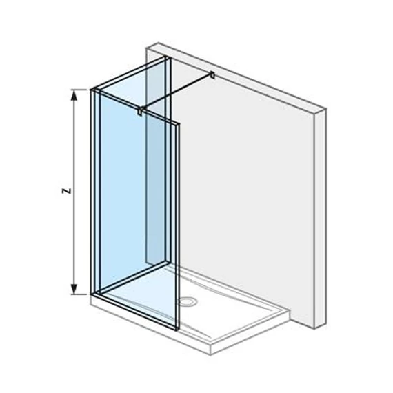 Jika Cubito Pure L üvegfal, profillal és támasszal, ezüst/átlátszó üveg, 140x80 cm