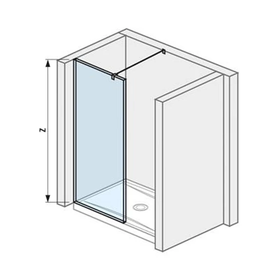 Jika Cubito Pure 90 zuhanyfal, oldalfalhoz, profillal és támasszal, 88,4x200 cm