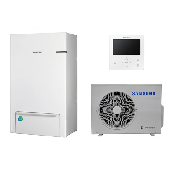 Samsung Split R32 hőszivattyú 4.4 kW + beltéri oldalfali Hydro egység + vezetékes szabályzó, 1 fázis